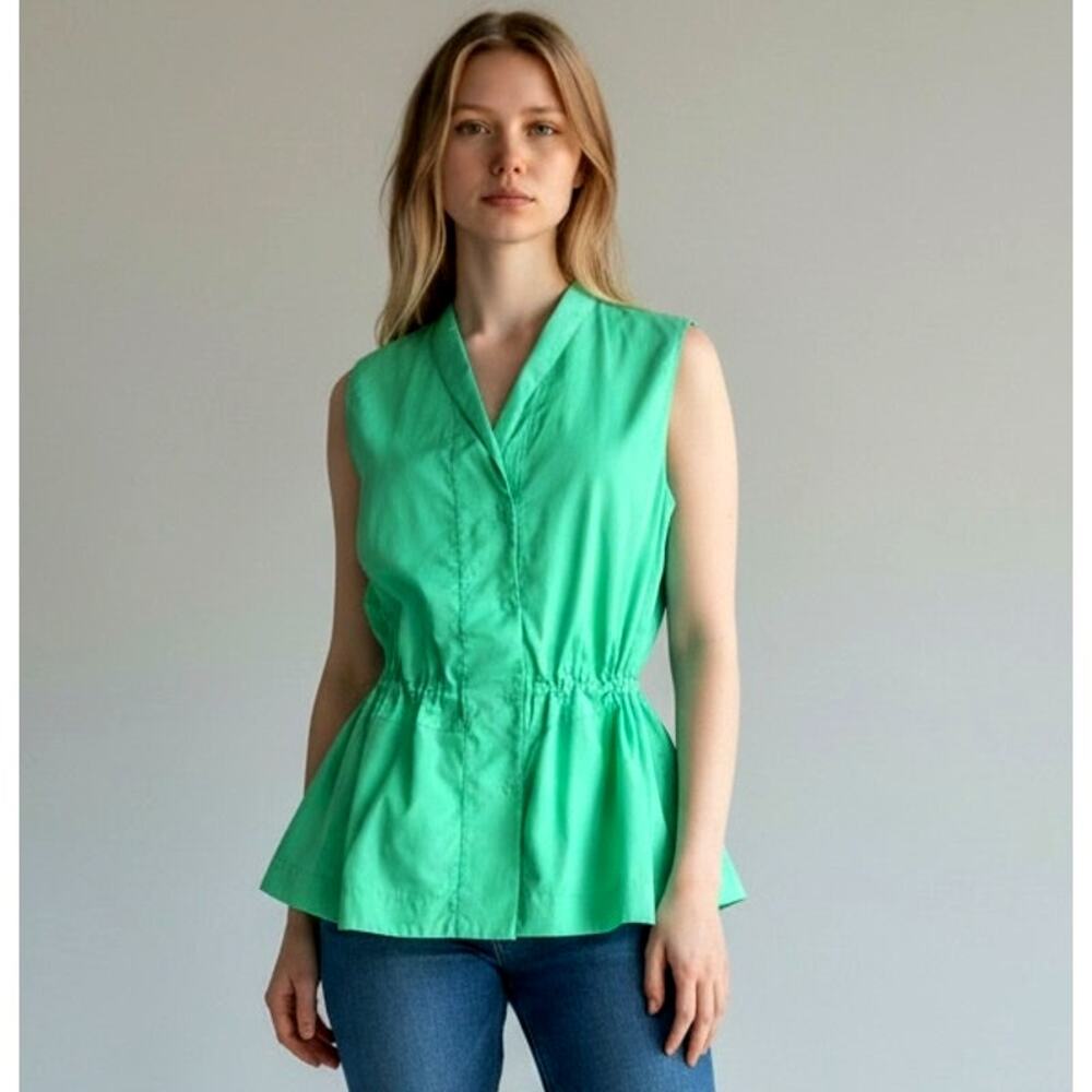 Akris Punto Mint Green Cotton Sleeveless Drawstring Tunic Vest Top US 10 Swiss